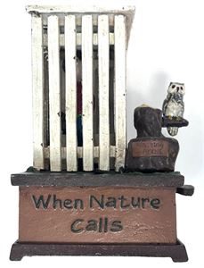 Ældre, mekanisk sparebøsse af metal