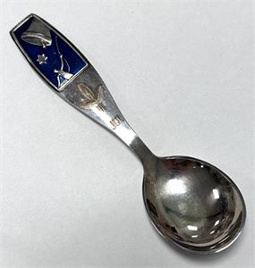 Juleske med blå emalje, L. 14,5 cm, sølvplet.