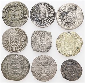 Samling skillingsmønter. (9)