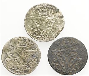 2 skilling 1702, 1706, 1713. (3)