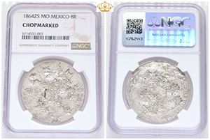 8 Reales 1864 Zs Mo, NGC chopmarked