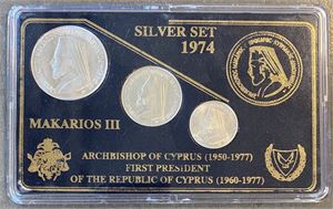 Arcbishop Makirios III, Silver coinset 1974.