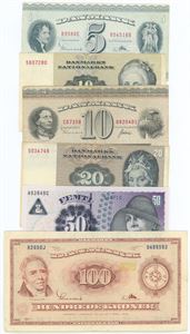 Lille samling sedler, alle forskellige. (6)