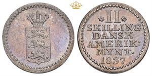 2 skilling 1837 - smukt tonet eksemplar