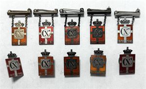 Kongemærker, seks forskellige. (10)