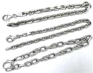 Samling ankerfacet armlænker i Sterlingsølv, L 20,5, totalvægt 45,8 g. (3)