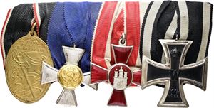 Bar with four orders / medals, WWI