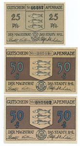 2 Pf. 1920, 50 Pf. (2), i alt 3 stk. (3)