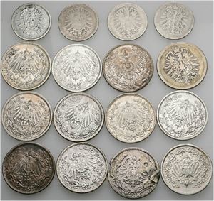 20 and 50 Pfennig, 1/2 Mark. (16)