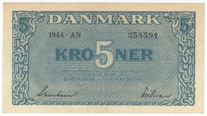 5 kroner 1944 AN, nr. 258591, Svendsen / Teilmann