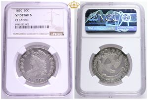 Half Dollar 1830 - NGC VF details, cleaned