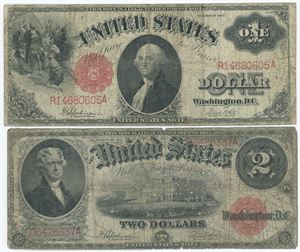 One Dollar 1917, as well as 2 Dollars 1917. (2)
