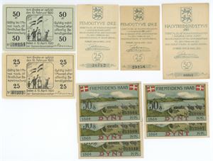 Samling pæne nødpengesedler, i alt 10 stk. (10)