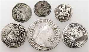 Samling, inkl. 6 skilling 1629 og 8 skilling 1608. (6)