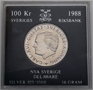 100 kronor 1988, stort hoved.