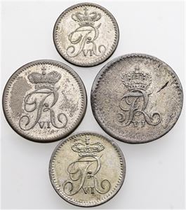 2, 3 og 4 rigsbankskilling 1836; 8 rigsbankskilling 1819. (4)