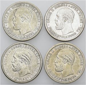 50 øre 1891, 1893, 1901, 1902. (4)
