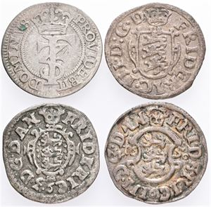2 skilling 1650, 1651, 1655, 1665. (4)