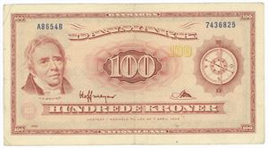 100 kroner 1965 A8, nr. 7436825
