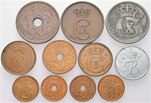1-5 øre, forskellige, mange pæne. (11)