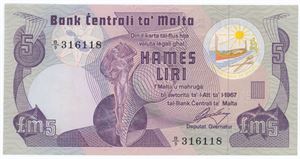 5 Liri 1967, 1979 ND Issue