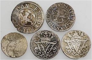 1 og 2 skilling. (5)