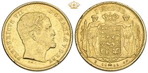 Frederik d'or 1853 FF, sjælden étårstalstype