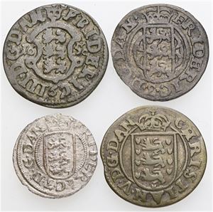 Skilling 1667; 2 skilling 1650, 1665, 1681. (4)