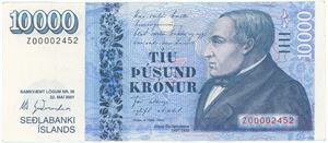 10000 krónur u. år (2013), nr. Z00002452