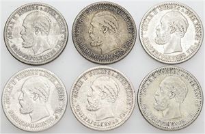 50 øre 1896, 1897, 1898, 1900, 1901, 1902. (6)