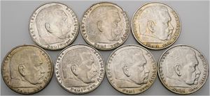 5 Reichsmark 1936, 1937, different. (7)