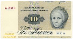 10 kroner 1972 A0, fejlskåren.