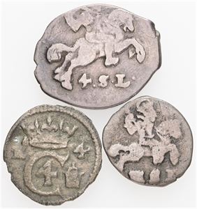 Søsling 1624 lybsk, 2 skilling lybsk u. år, 4 skilling lybsk u. år. (3)