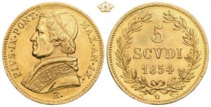 5 Scudi 1854 R anno XI